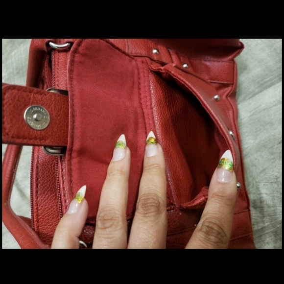 EUC Red Shoulder Purse with Pockets - Picture 4 of 14